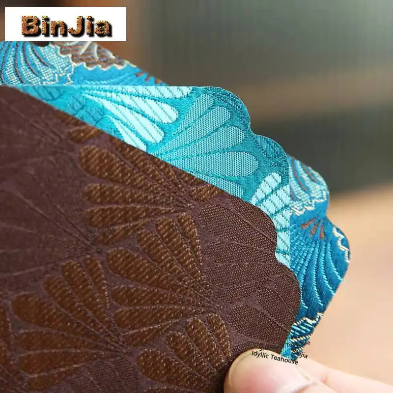 Cloud Brocade Fabric Tea Table Mats Retro Tea Flag Absorbent Clay Tea Mat Drink Coaster Dinner Table Cloth Mat Cha Decoration view 3
