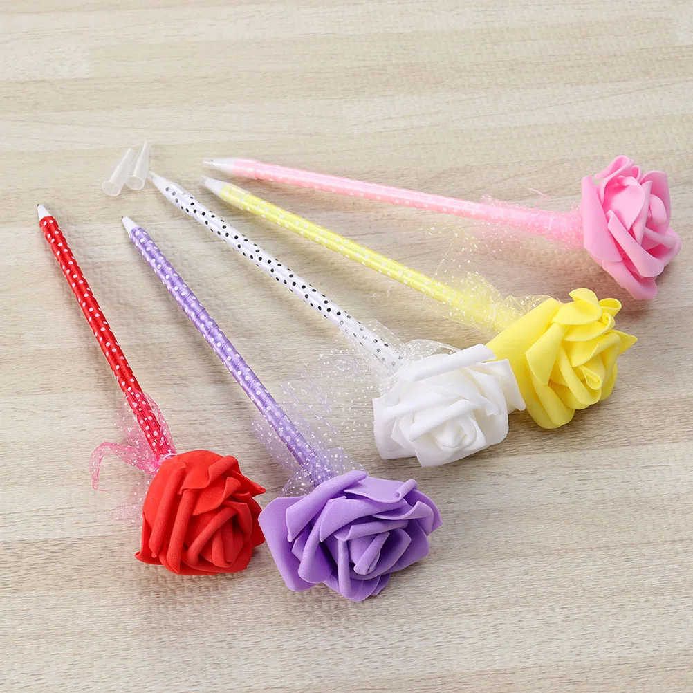 

12Pcs Rose Shape Ballpoint Pens Creative Lovely Writing Pens for Students Kids School Supplies Smooth Gel Ink Stationery