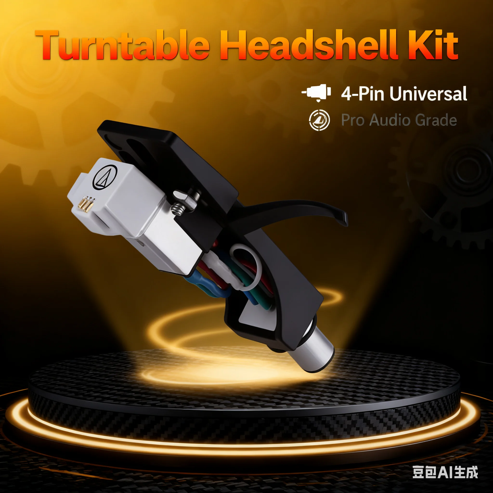 

For AT3600L Cartridge + Universal 4 Pin Aluminum Headshell | Adjustable Mount | Durable & Smooth Sound, DIY Turntable Setup