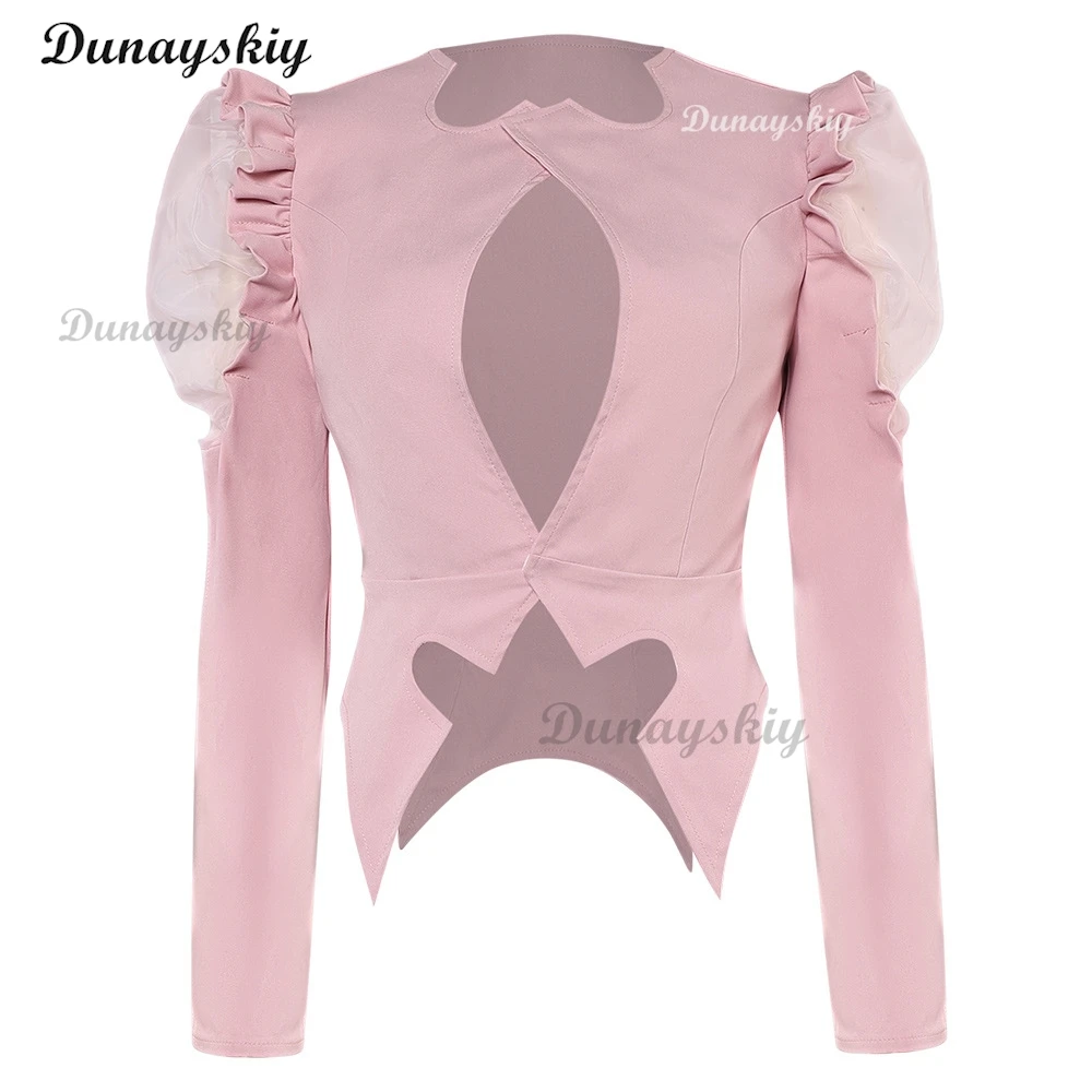 Костюм ведьмы Глинды для косплея из фильма Wiked, розовое пальто с пышными рукавами, наряды для Хэллоуина, вечерние, униформа, карнавальные костюмы для ролевых игр