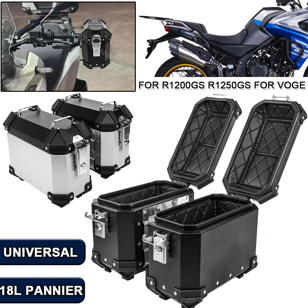 

18L Motorcycle Aluminium Side Case Pannier Motorbike Hard Luggage Box Universal Storage Suitcase For BMW R1250GS F900R For VOGE