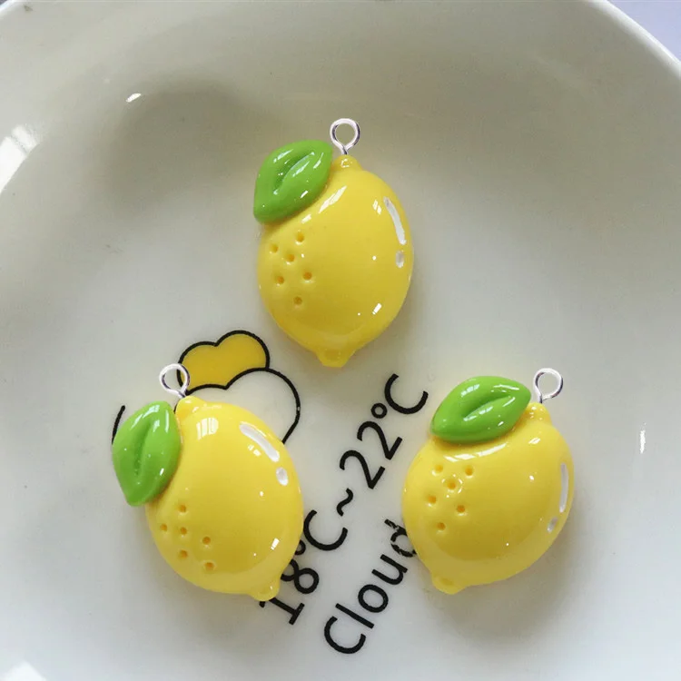 10pcs Cartoon Fruit Strawberry Peach Lemon Cherry Resin Charms Cute Carrot Flatback Pendants For Earring Bracelet Jewelry Making