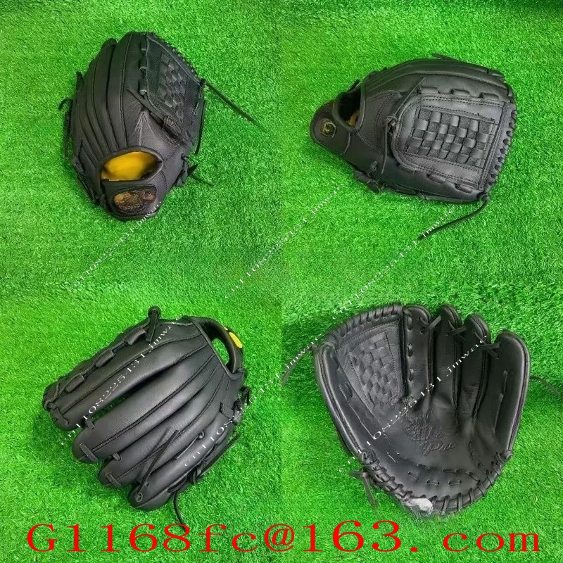 Baseball Gloves, Black Cowhide Pitcher Adult Thickened Gloves