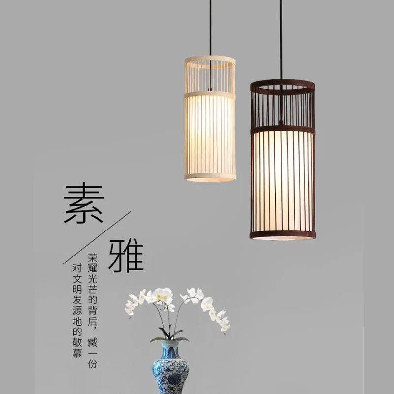 

New Chinese-style Small Chandelier Creative Restaurant B&B Zen Tea Room Japanese-style Bedside Decorative Bamboo Pendant Lights