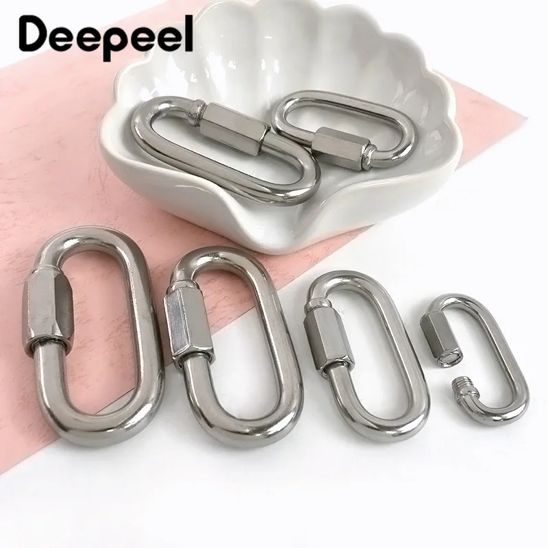 

2Pcs 32-104mm 304 Stainless Steel Oval Lock Buckles Bag Ring Hook Carabiner Clips Keychain Connect Loops Buckle DIY Accessories
