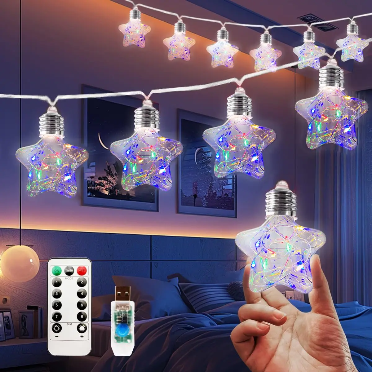 

1 шт., звездные гирлянды, шарик желаний, светодиодный сказочный свет с дистанционным питанием от USB, мерцающие окружающие лампы для домашнего декора, вечеринки, фестиваля