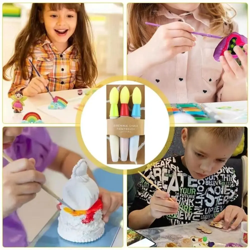 

Sponge Head Brush Sidewalk Chalk Paint Brush Set Environmentally Friendly Painting Chalk Brush Card Making Comfort Thick Handle