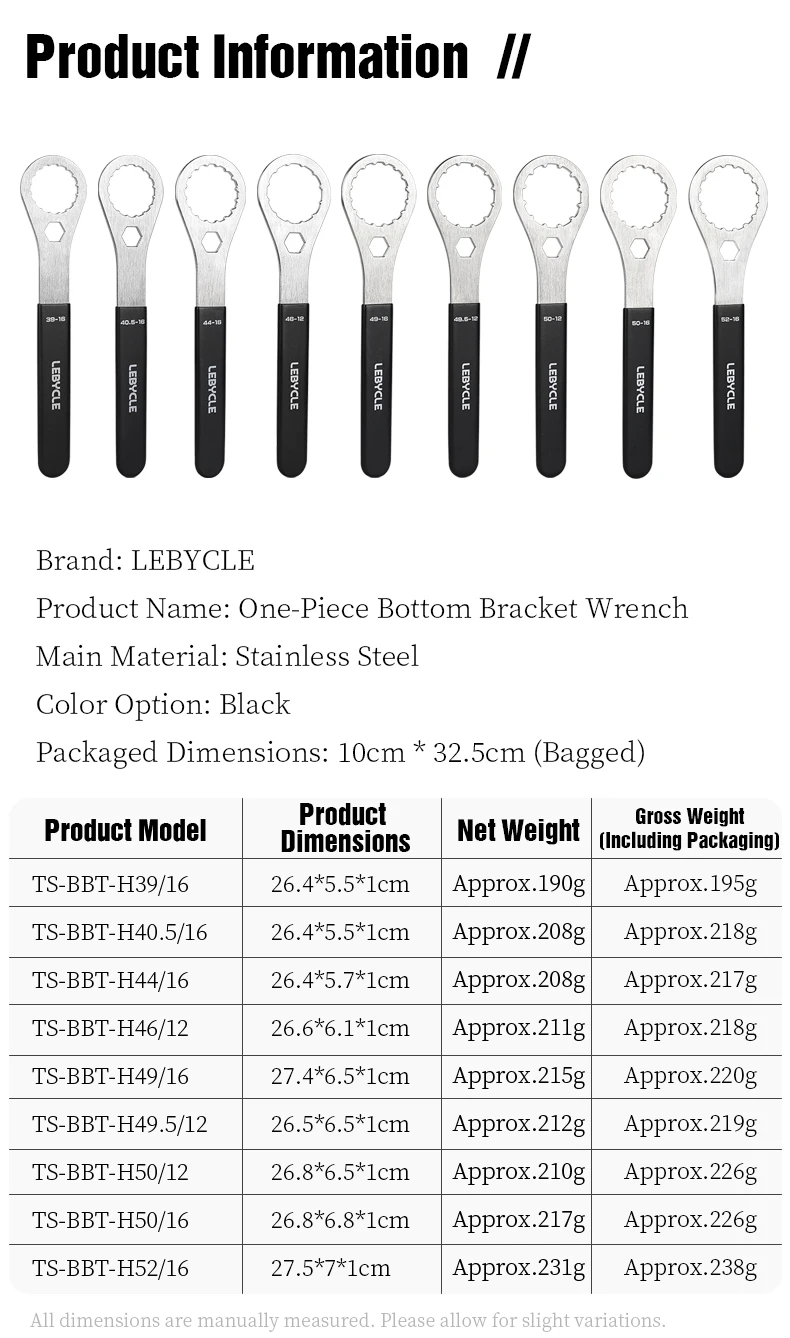 LEBYCLE MTB Fahrrad Tretlagerschlüssel Entfernungswerkzeug Rennrad Tretlagerschlüssel Für Bodendurchmesser 39/40,5/44/46/50 MM – Detail 2