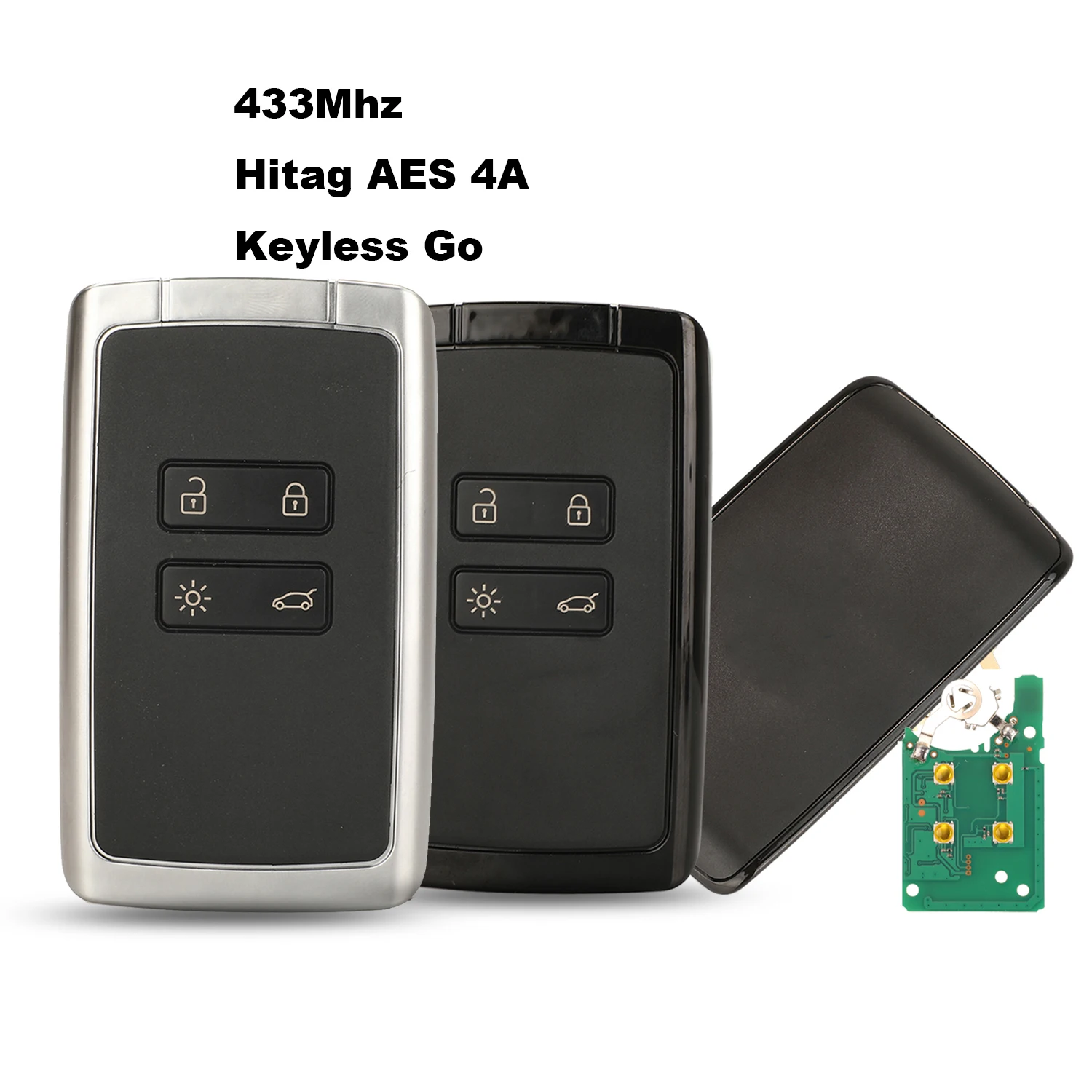 

Jingyuqin Alarm Smart Remote Car Key 434 МГц Hitag AES 4A Чип для Renault Megane 4 Keyless Go/Entry Автомобильный ключ