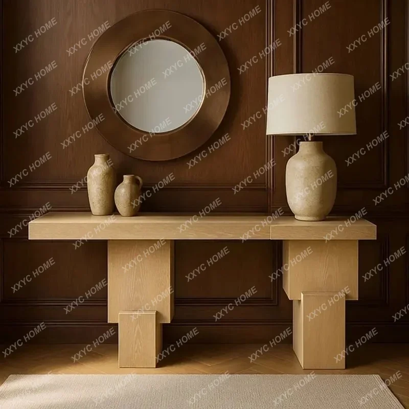 Medieval style special-shaped solid wood entrance table  home entry door case retro corridor end view table