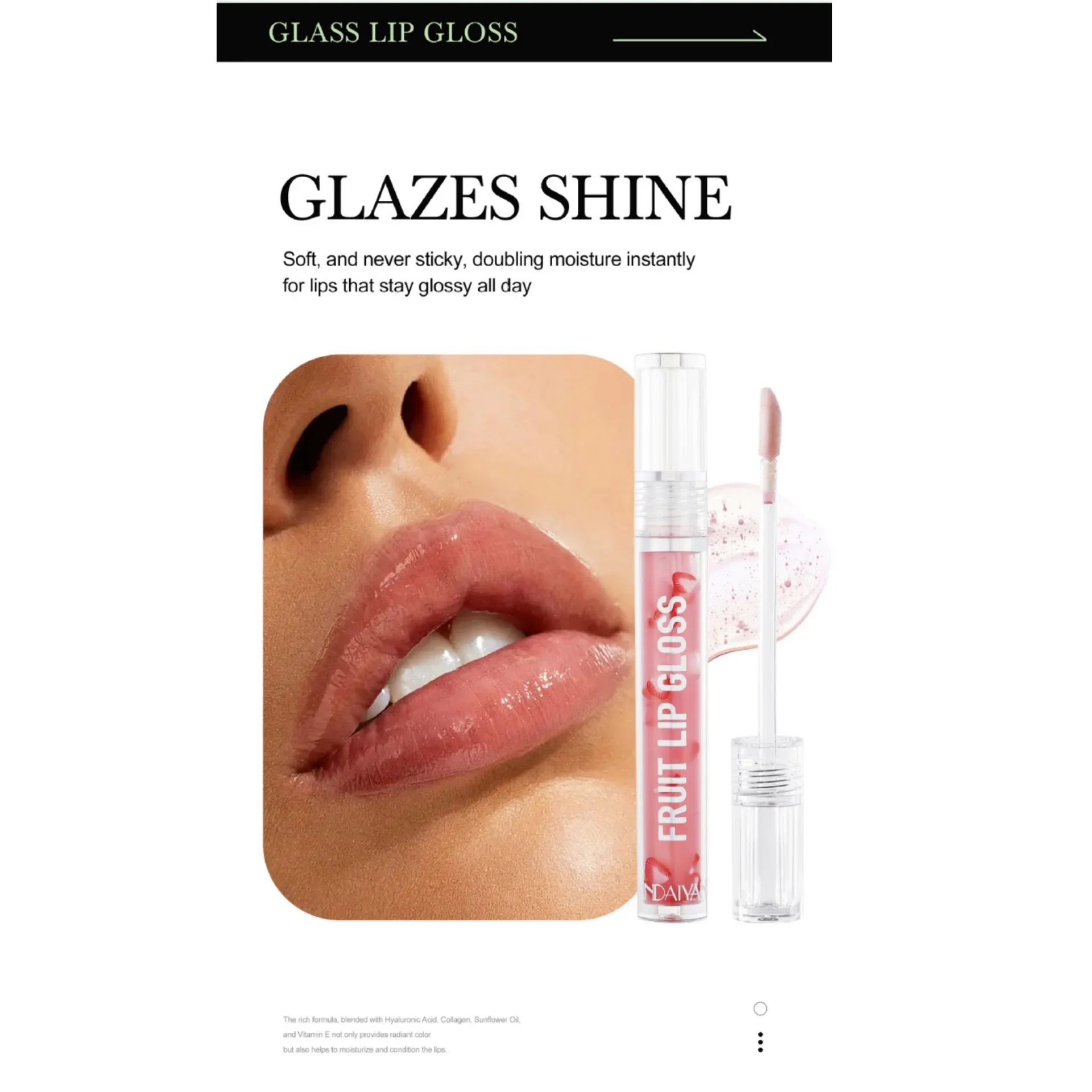 HANDAIYAN verre brillant à lèvres fruité Ultra-hydratant miroir eau lumière lèvres glaçure hydratant Transparent nourrir en profondeur huile pour les lèvres