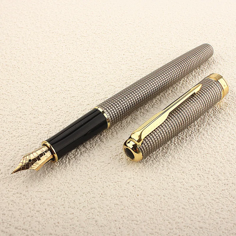 luxo metal fountain pen textura bonita excelente presente da escrita 05 mm nib 1pc alta qualidade 01