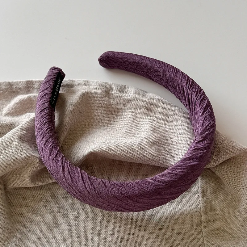 2024 Hairbands for Girls Fashion Purple Satin Silk Hair Bands for Women Hair Accessories Sponge Headband Hair Accessories