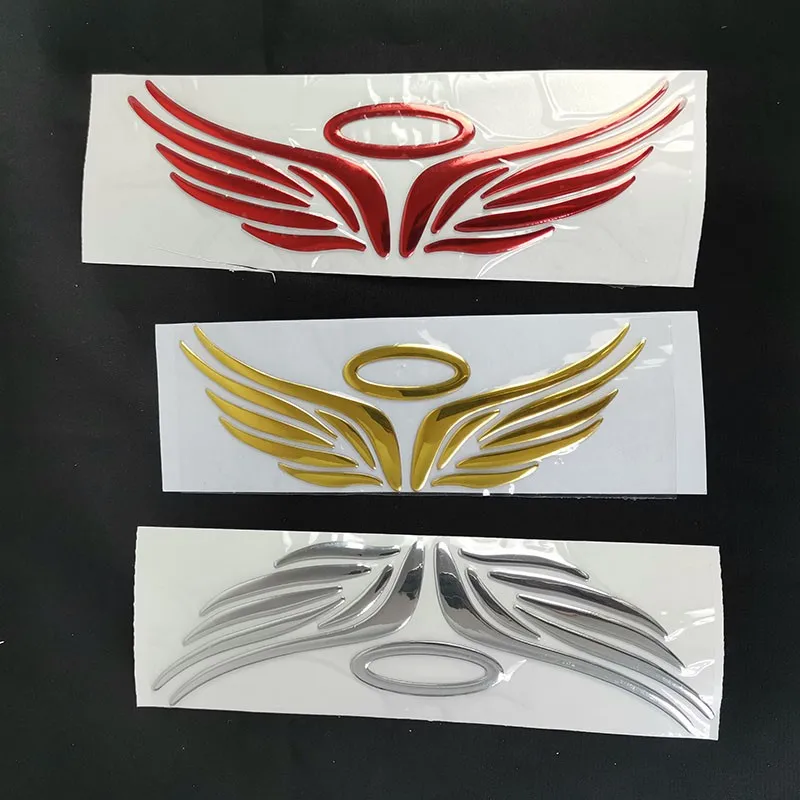 Pegatina 3D de ala de Ángel para coche, emblema de insignia cromado de PVC suave, impermeable, decoración de estilo automático para logotipo de coche