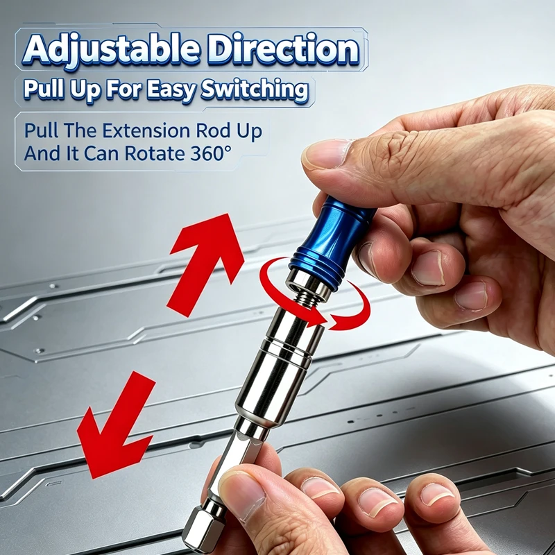 20° Angled Magnetic Bit Extension Bar 360° Rotatable 1/4