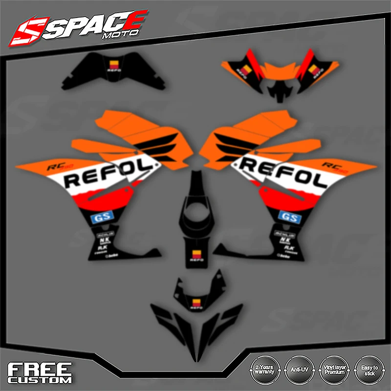

SPACE Custom Motorcycle Graphics For KTM 2017 2018 2019 2020 RC250 17-20 RC250 390 Decal Stickers Kits 006