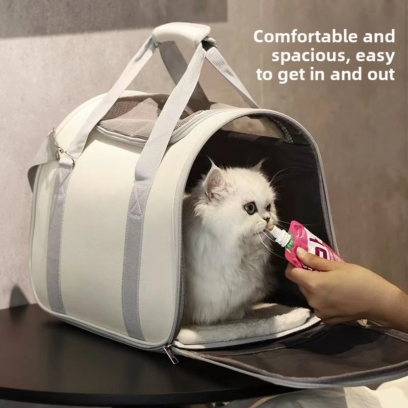 

New Portable Cat Carrier, Breathable & Foldable Pet Travel Bag, Shoulder & Handbag for Car Rides, Essential Travel Gear