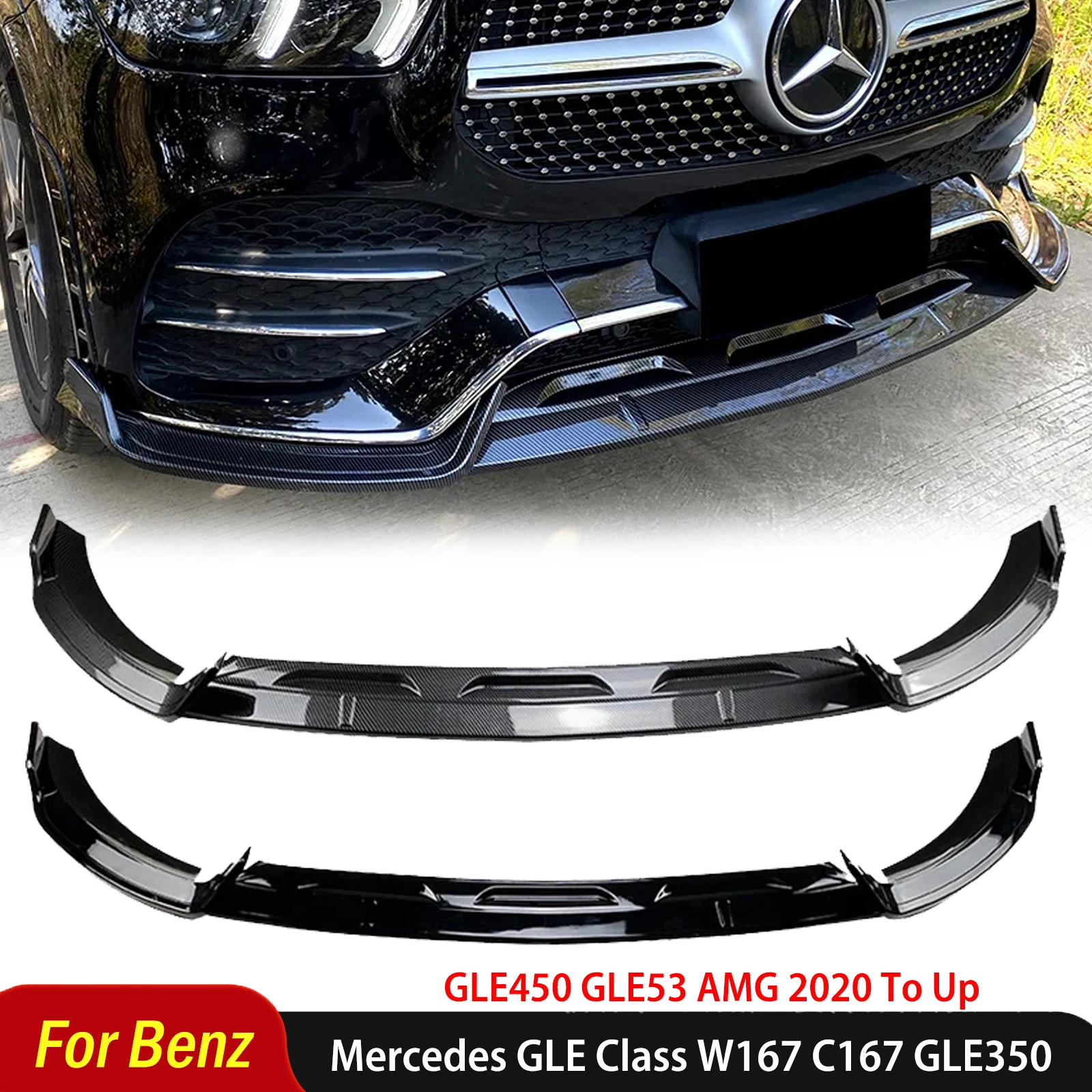 For Mercedes Benz GLE Class W167 C167 GLE350 GLE450 GLE53 AMG 2020 To Up  Front Bumper Splitter Lip Spoiler Diffuser Auto Guard