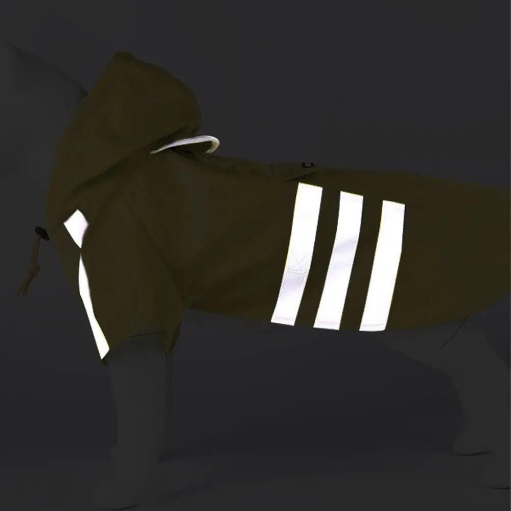 مقاوم للماء يندبروف الحيوانات الأليفة مقنعين معطف واق من المطر قابل للتعديل مع شريط عاكس الكلب معطف واقي من المطر موضة ملابس الكلاب عالية الوضوح #3