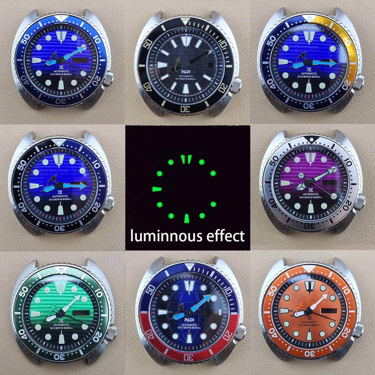 Custodia nh35 da 42.5mm logo personalizzato nh36 custodia NH35 cassa dell'orologio movimento nh35 con lunetta vetro zaffiro accessori per orologi subacquei parti