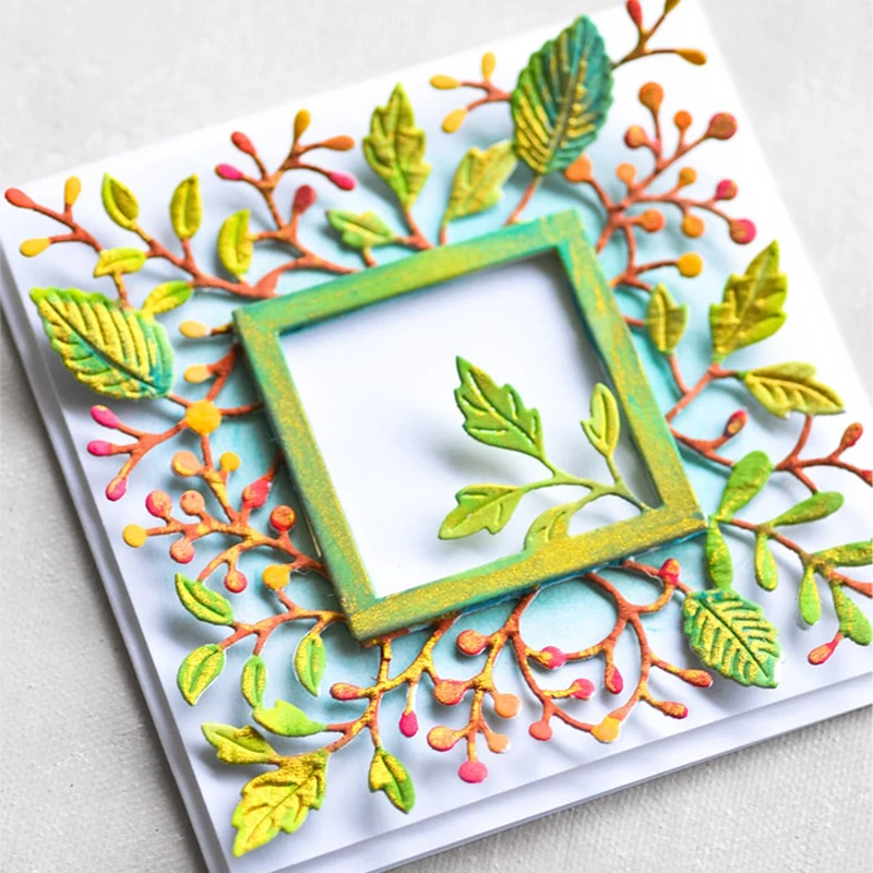 leaves frame Craft Dies Decor Metal Cutting Dies Scrapbooking stamps embossing paper Cards border template punch Stencils DIY