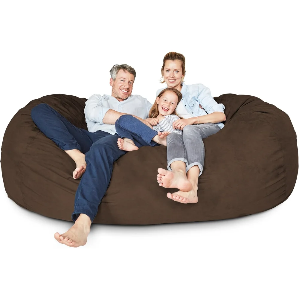 

Luxurious Giant 7ft Bean Bag Chair with Microsuede Cover - Ultra Soft, Foam Filling, Washable Jumbo Brown Bean Bag Sofas