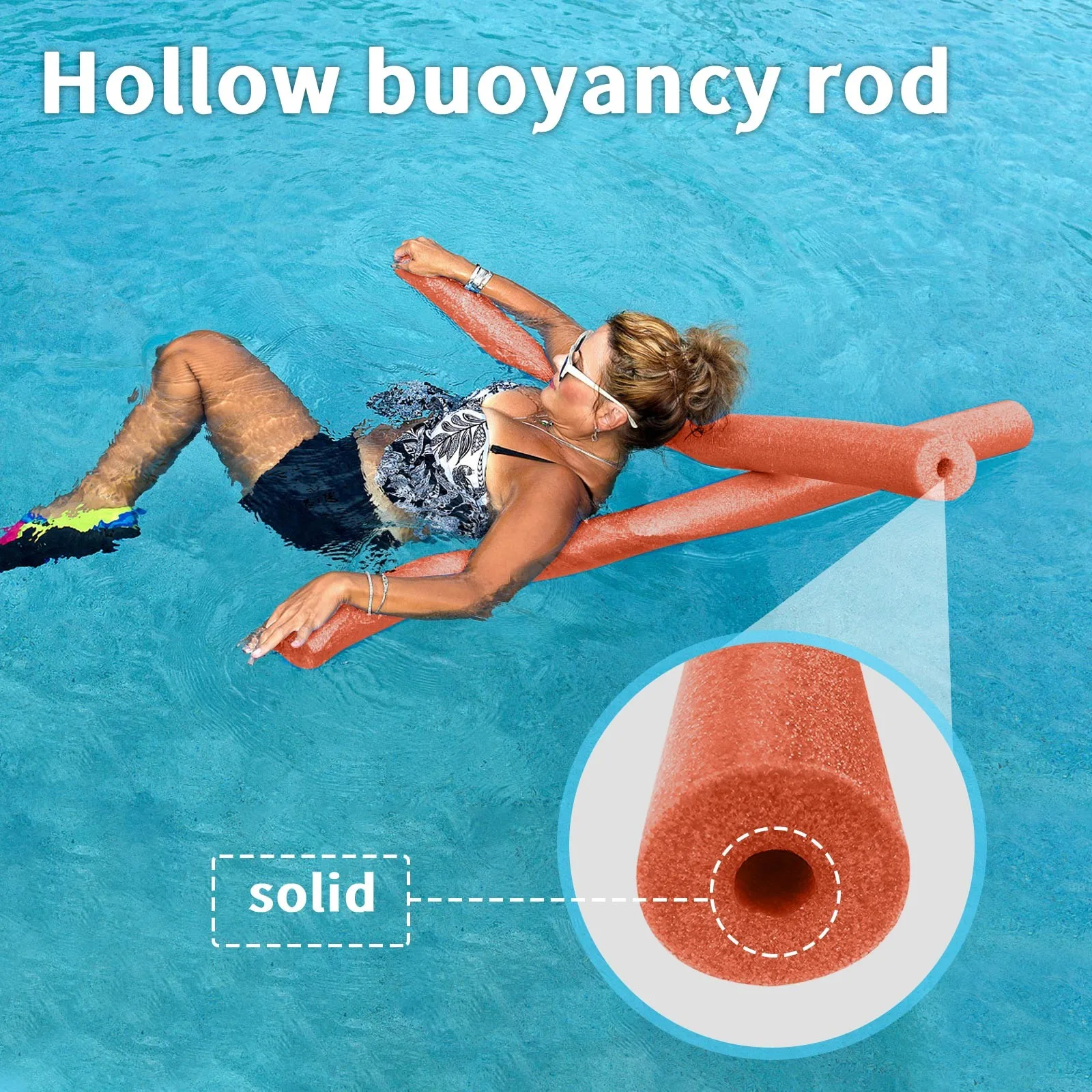 Swimming Pool Noodle Stick Buoyancy Stick Swimming Aid Foam Stick Colorful Float Aid Solid Foam Kids Adult Pool Accessorie