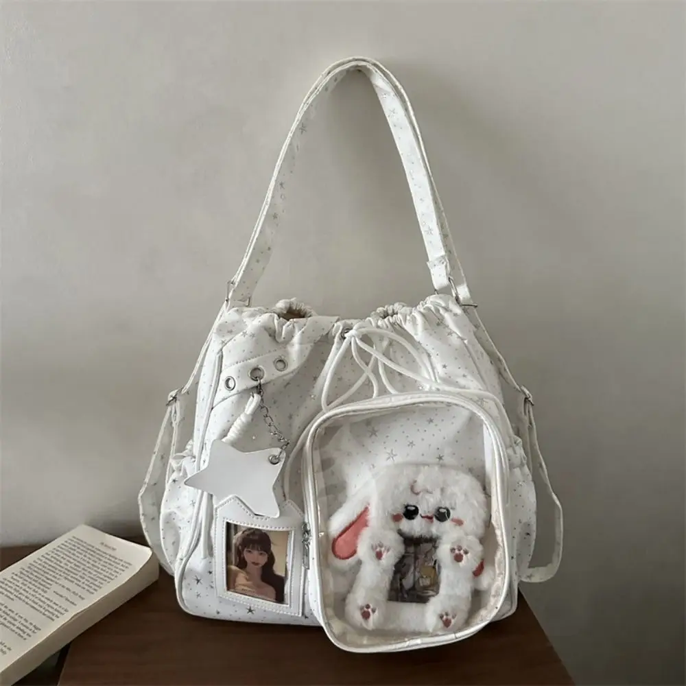 Shining Star Star Itabag Harajuku Nylon PVC Transparent Shoulder Bag Large Capacity Idol Merchandise Storage Drawstring Backpack