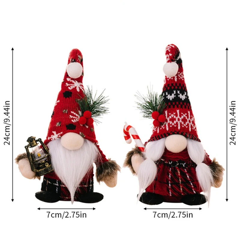 جديد زينة عيد الميلاد شعري محبوك قبعة منحنية قزم دمية زخرفة العكازات الأمريكية دمية مجهولي الهوية إرسال أكياس