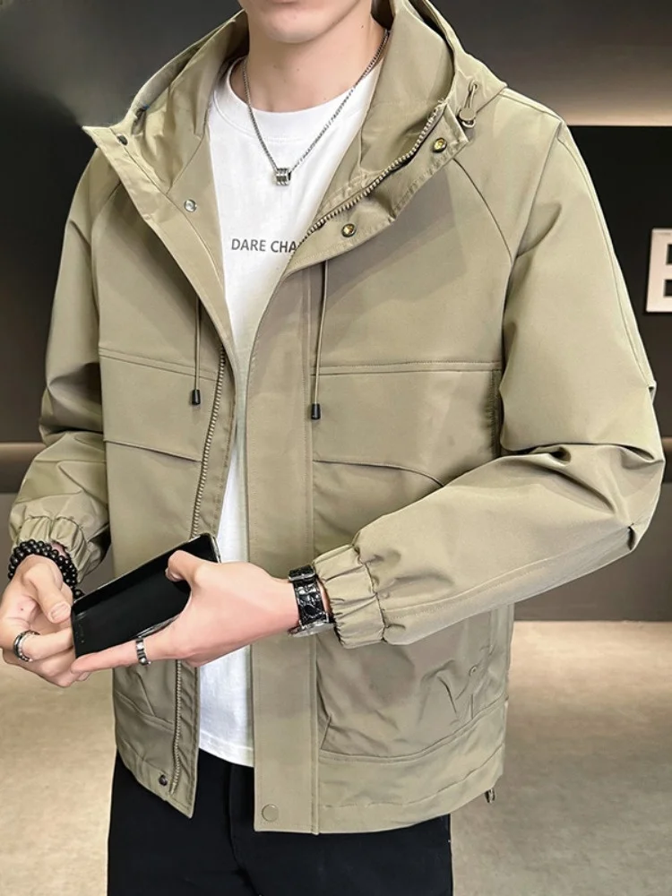 

Мужская демисезонная куртка Paul Workwear с капюшоном, новая повседневная ветровка Haome Hong Kong Sle для активного отдыха, приталенный крой, 3D-дизайн