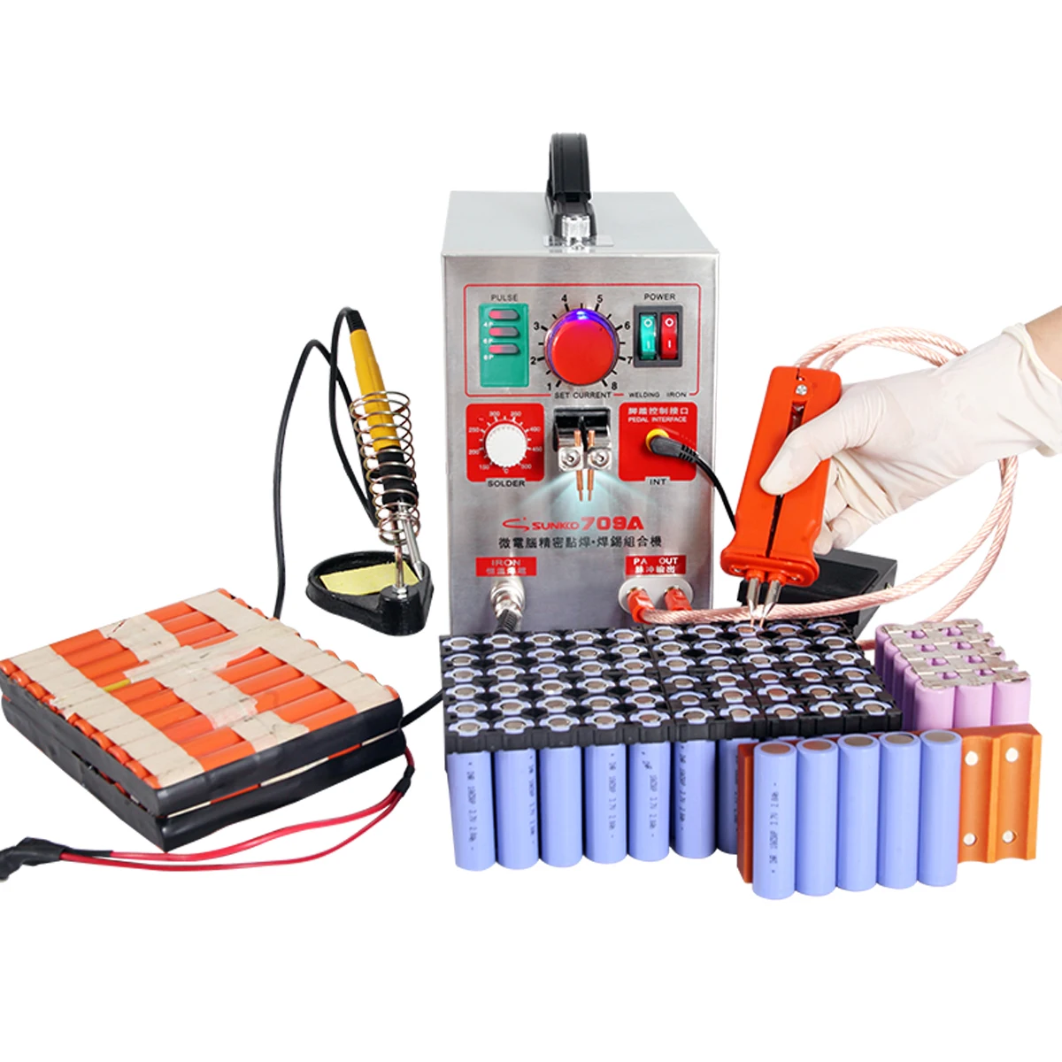 

KNOKOO Battery Spot Welders 18650 Spot Welding Machine Kit 709A for 0.05-0.3mm Battery Pack Soldering
