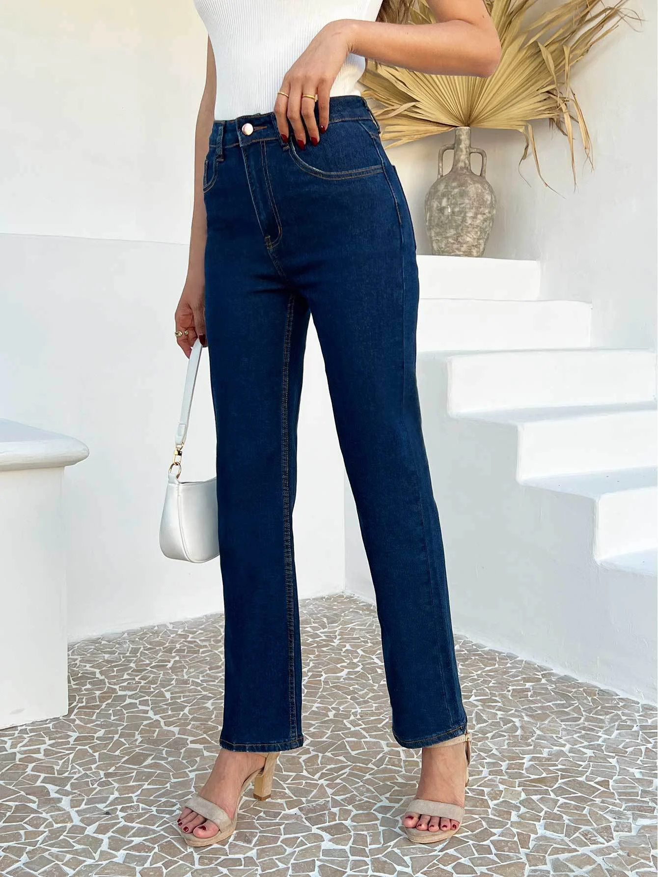 Europejskie i amerykańskie nowe, luźne, wygodne, elastyczne jeansy damskie z prostymi nogawkami