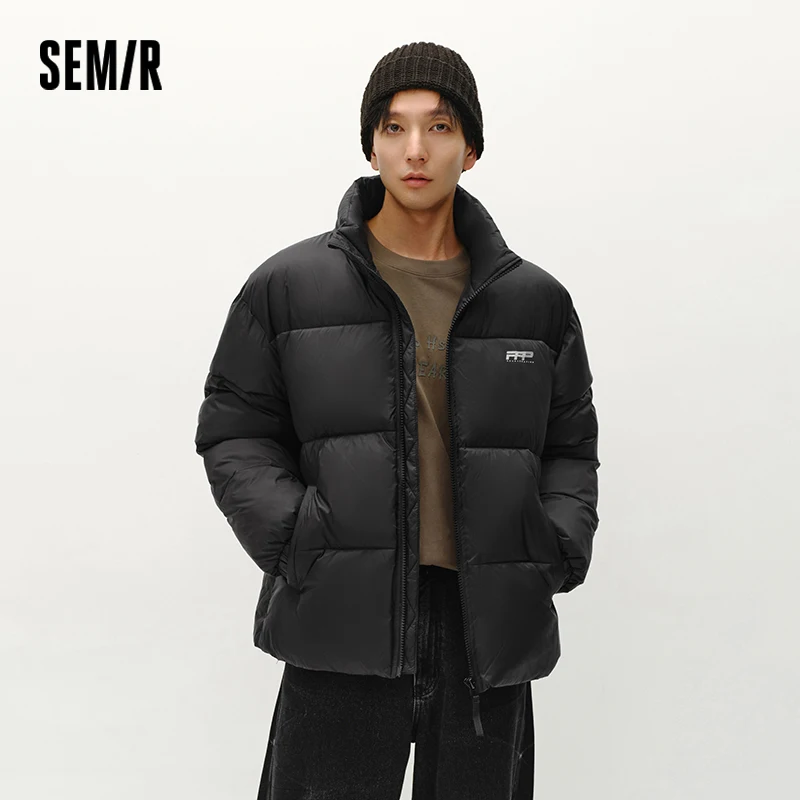 Semir Cotton Jacket Men Fashion Printed Thick Textured Stand Collar 2025 Winter Menswear Clothing Winter Outerwear
