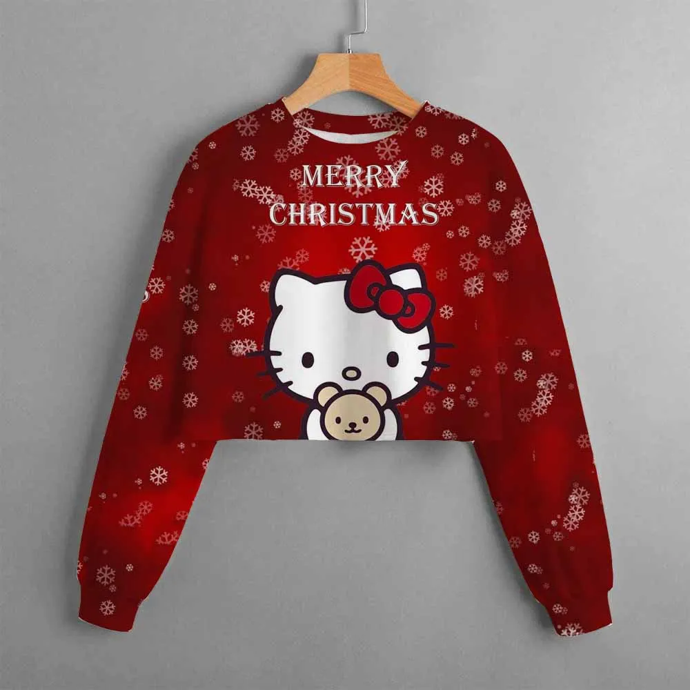 Kids Christmas New Kids Clothes Cartoon Hello Kitty Print Cute Birthday Party Costumes Girls Street Sports Hoodie Girls Tops