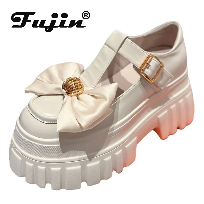 

Fujin 9CM Synthetic Patent Leather Mary Jane Vulcanize Platform Buckle Chunky Sneaker Spring Autumn Summer Women Ladies Shoes