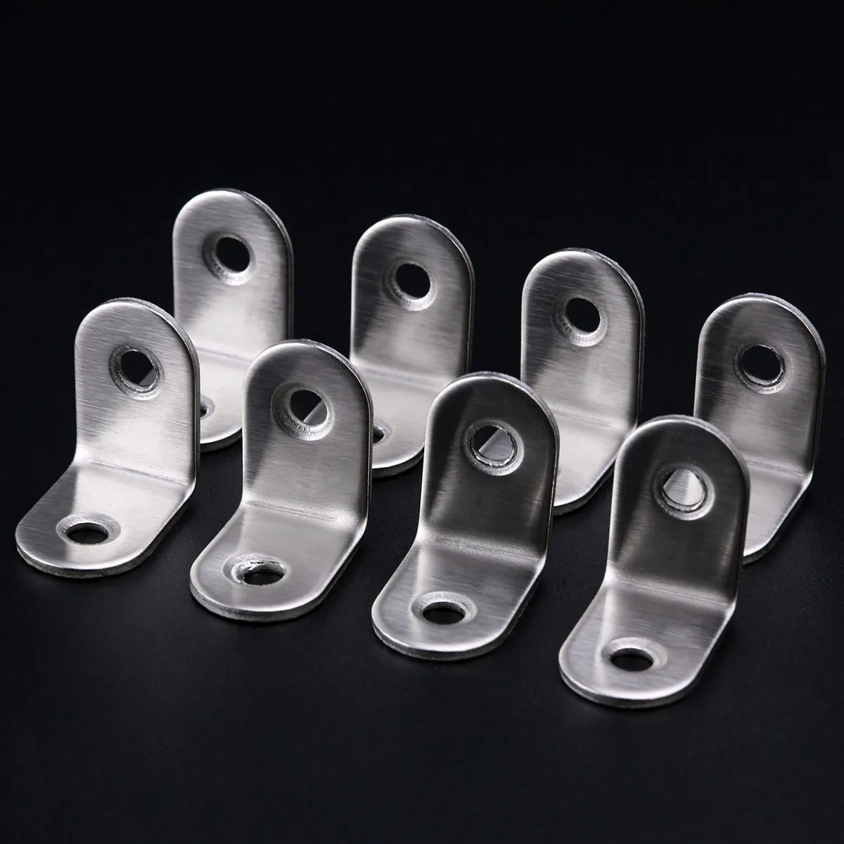 20Pcs Stainless Steel Corner Angle Bracket 25x25x1.6mm Silver Tone 2 Hole Round End 90 Degree L Shape for Furniture Repair