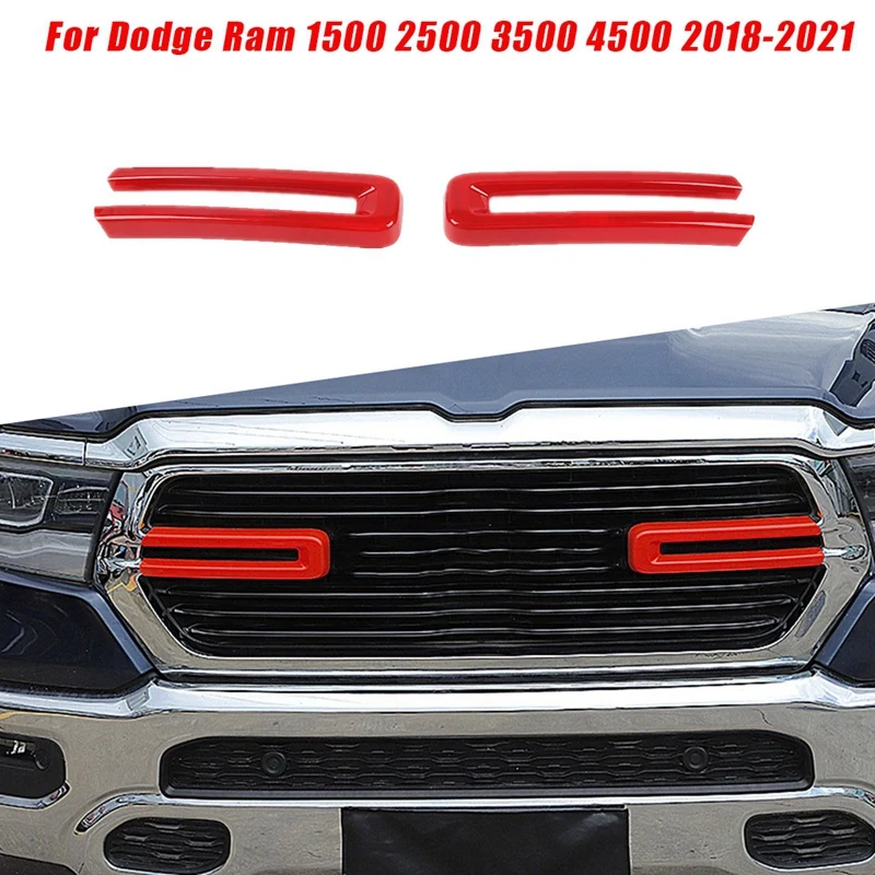 

1Pair Car Front Racing Grille Trim Cove For Dodge Ram 1500 2500 3500 4500 2018-2021 Center Mesh Insert Decoration Replacement