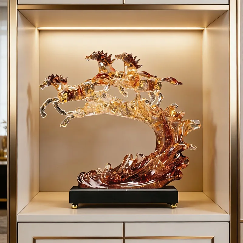 

Win Instant Success Decoration Resin Sculpture Living Room Wine Cabinet Desktop Office Art Horse Statuette Decoration Gift
