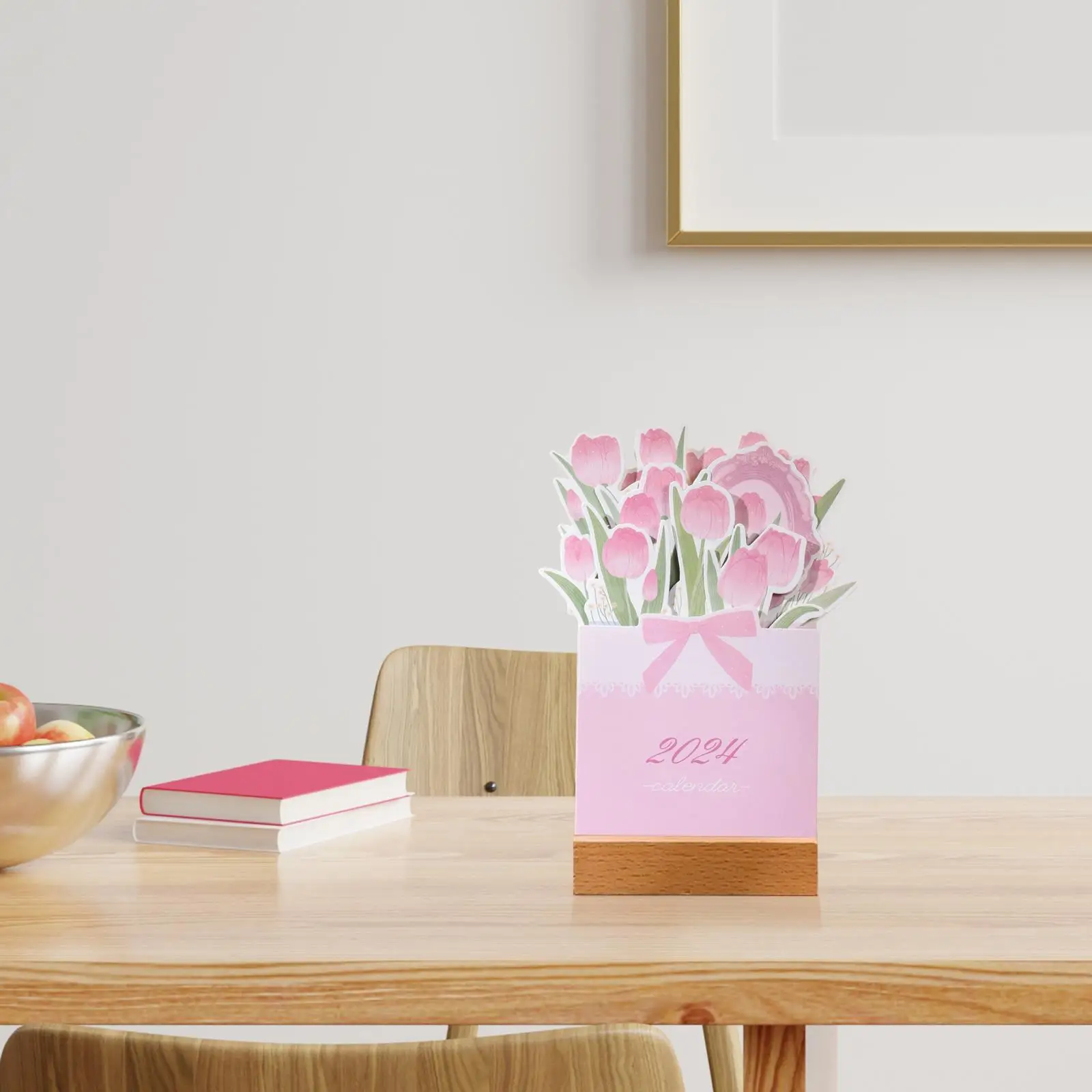 Настольный календарь 2024 с деревянной основой, ежемесячный настольный календарь, новогодние украшения для стола, фермерских квартир, дома, спальни