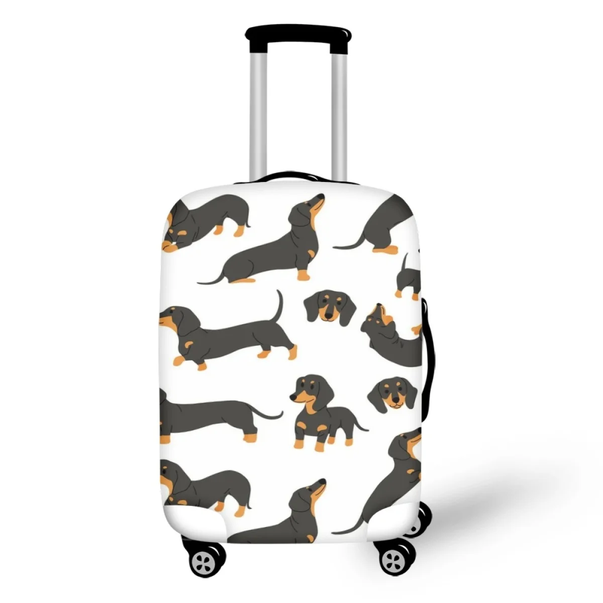 Cubierta antipolvo elástica con estampado de Dachshund para mujer, cubierta de maleta con diseño de dibujos animados, accesorios de viaje para