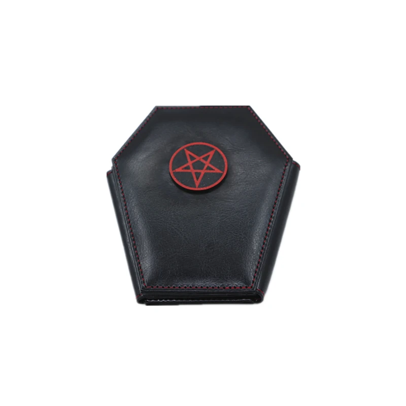 Dark Style Pentacle vampire Coffin Design Coin Purse Halloween Pattern Clutch Zipper Wallet PU Leather Trendy Purse
