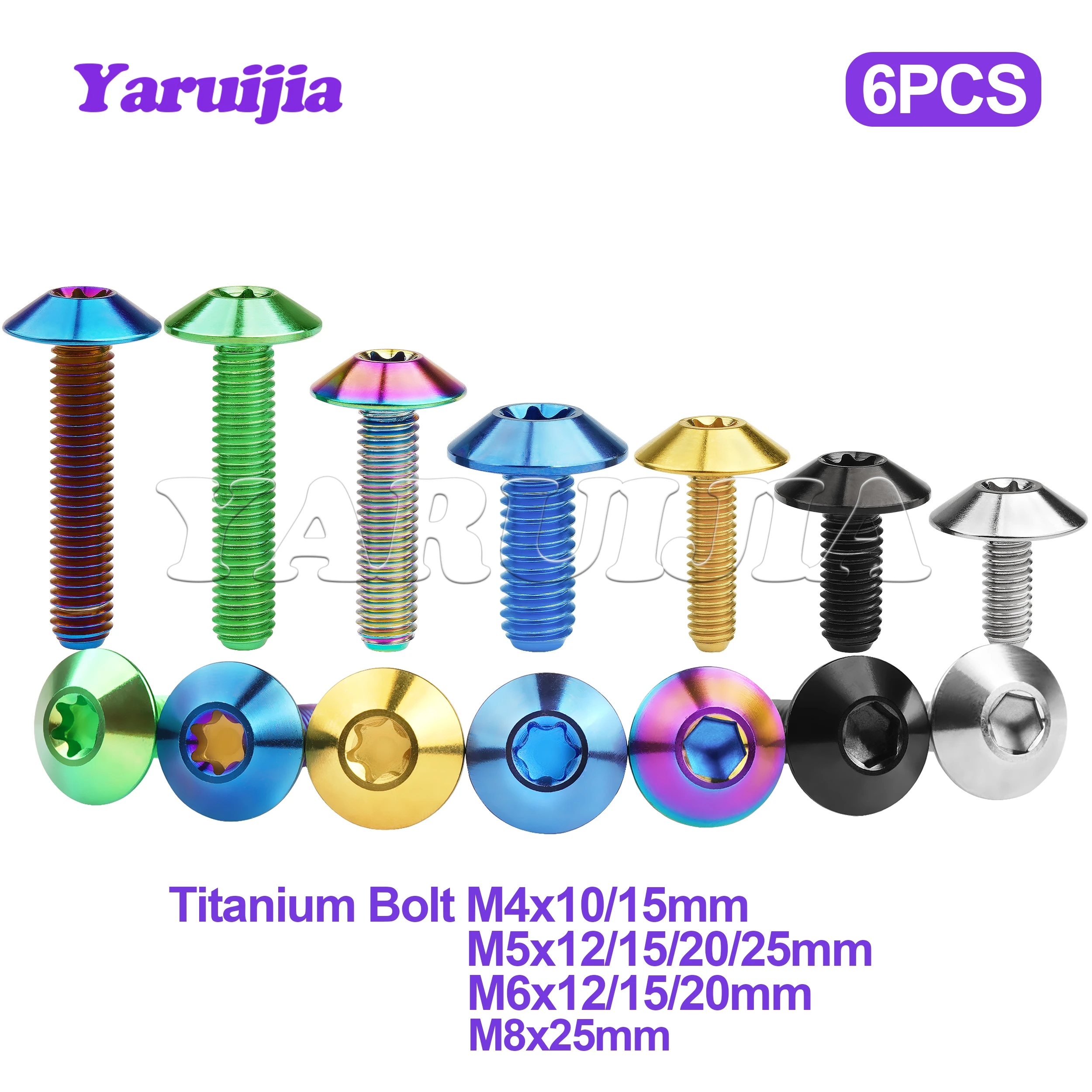 Titanium Ti Bolts M5/M6/M8x12/15/20/25mm Allen Hex Head or Torx Head Bolt Screw for Bicycle Motorcycle Part 6pcs