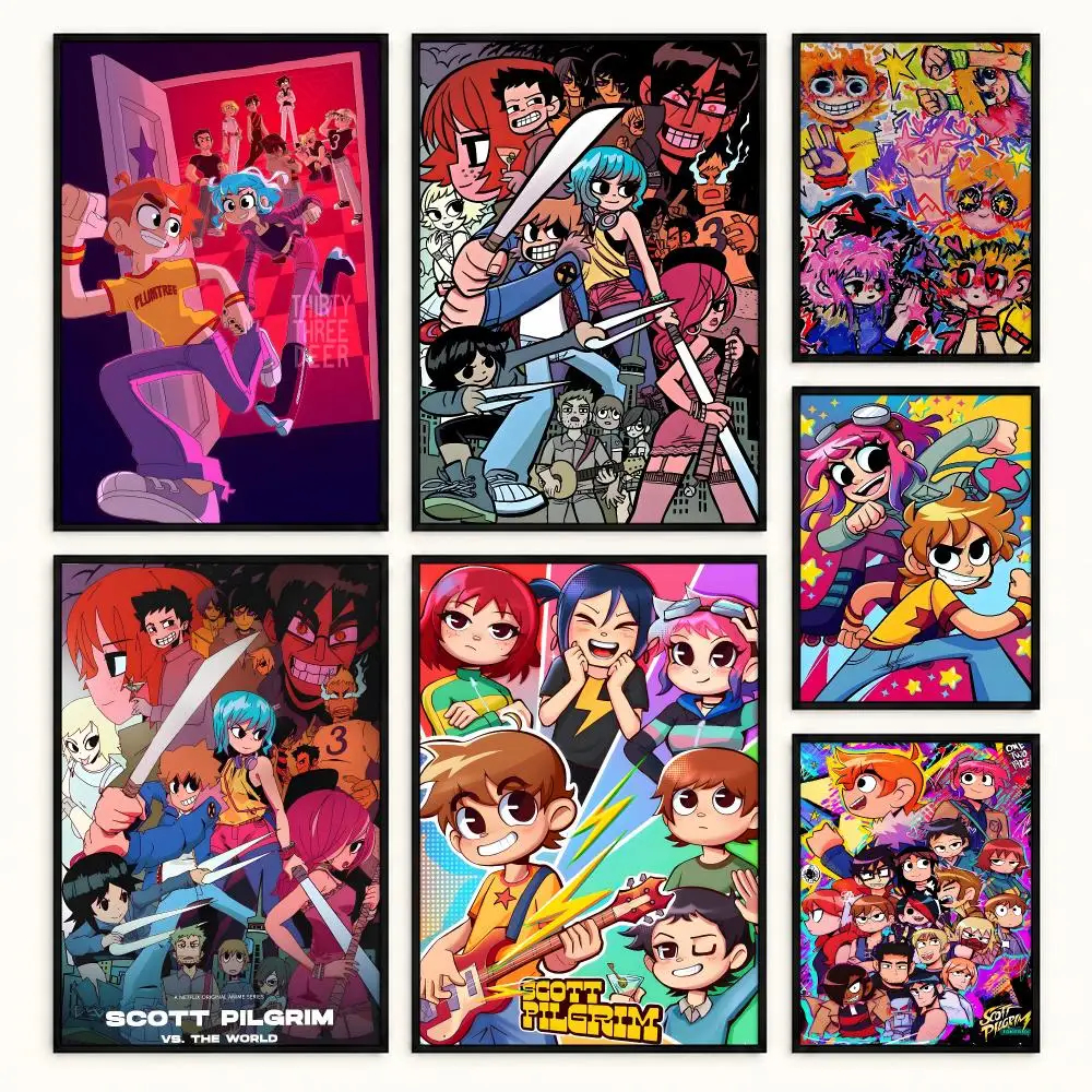 anime C-cartoon Scott Pilgrims Poster Home Living Room Hallway Sticky Wall Art Waterproof Aesthetic Decor
