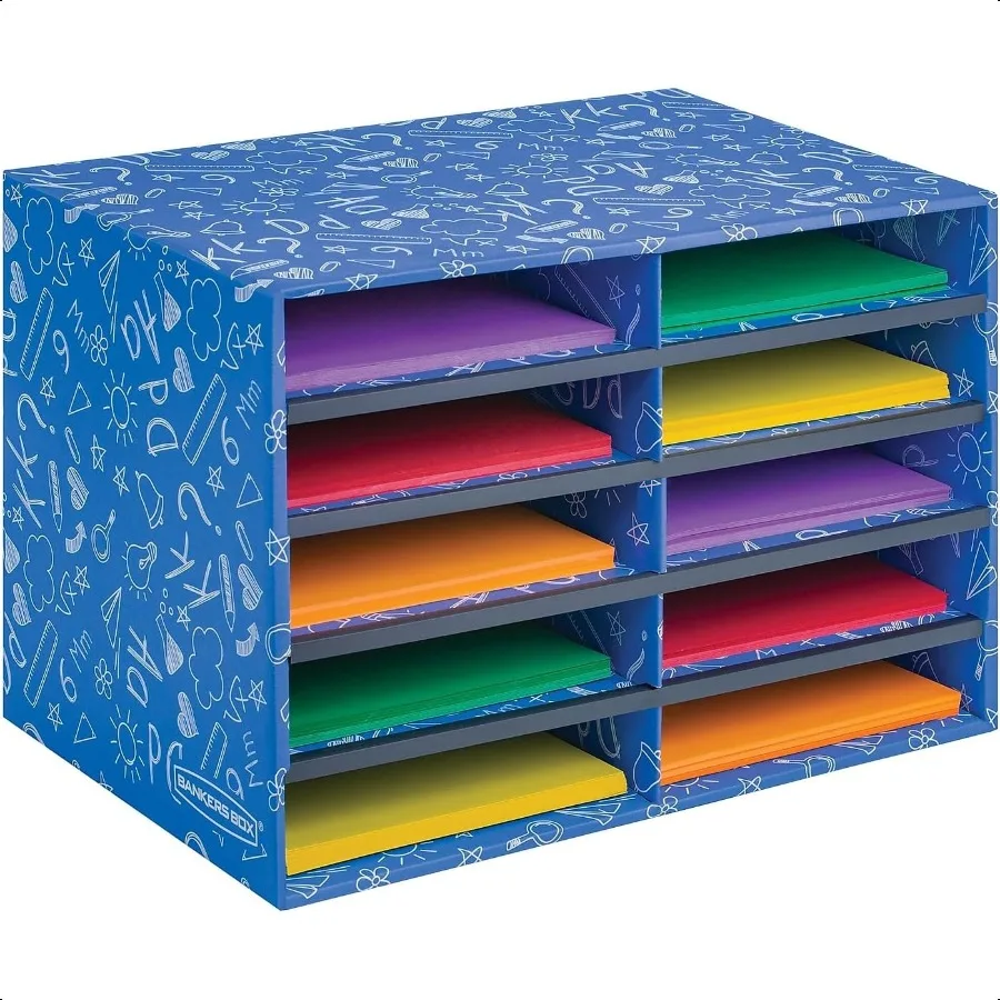 صندوق المصرفيين مجموعة الفصول الدراسية 10 فارز البريد المقصورة 19.5 × 12.375 أزرق 3384201