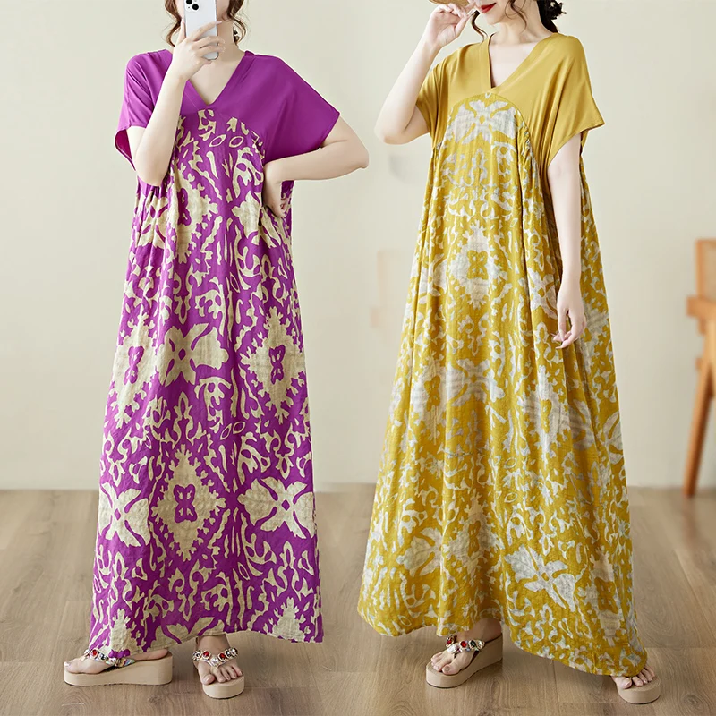 

Женская одежда больших размеров V-Ne ort Sve Dr с поясом, свободная посадка, летняя мода, повседневная одежда, высокая талия, скрывающий живот