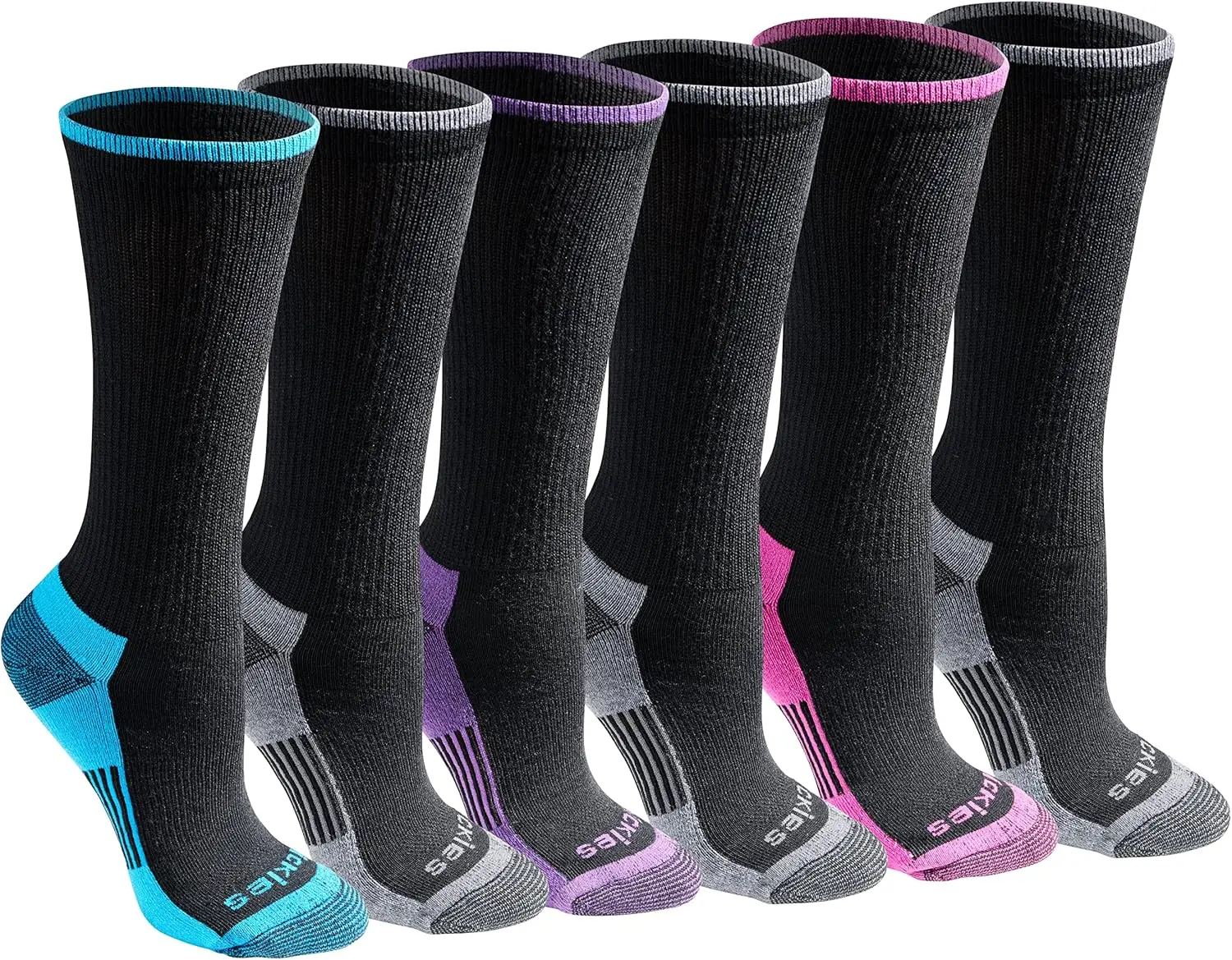 

Moisture Control Crew Socks for Women, Sizes S-XL, 6 or 12 Pairs