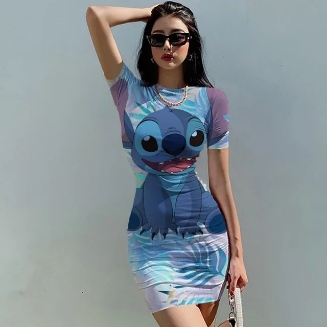 

New Short sleeved sexys mujer roupa feminina fashion Slim Fit Dress Disney Sexy Cute Set vestidos elegantes para women clothing