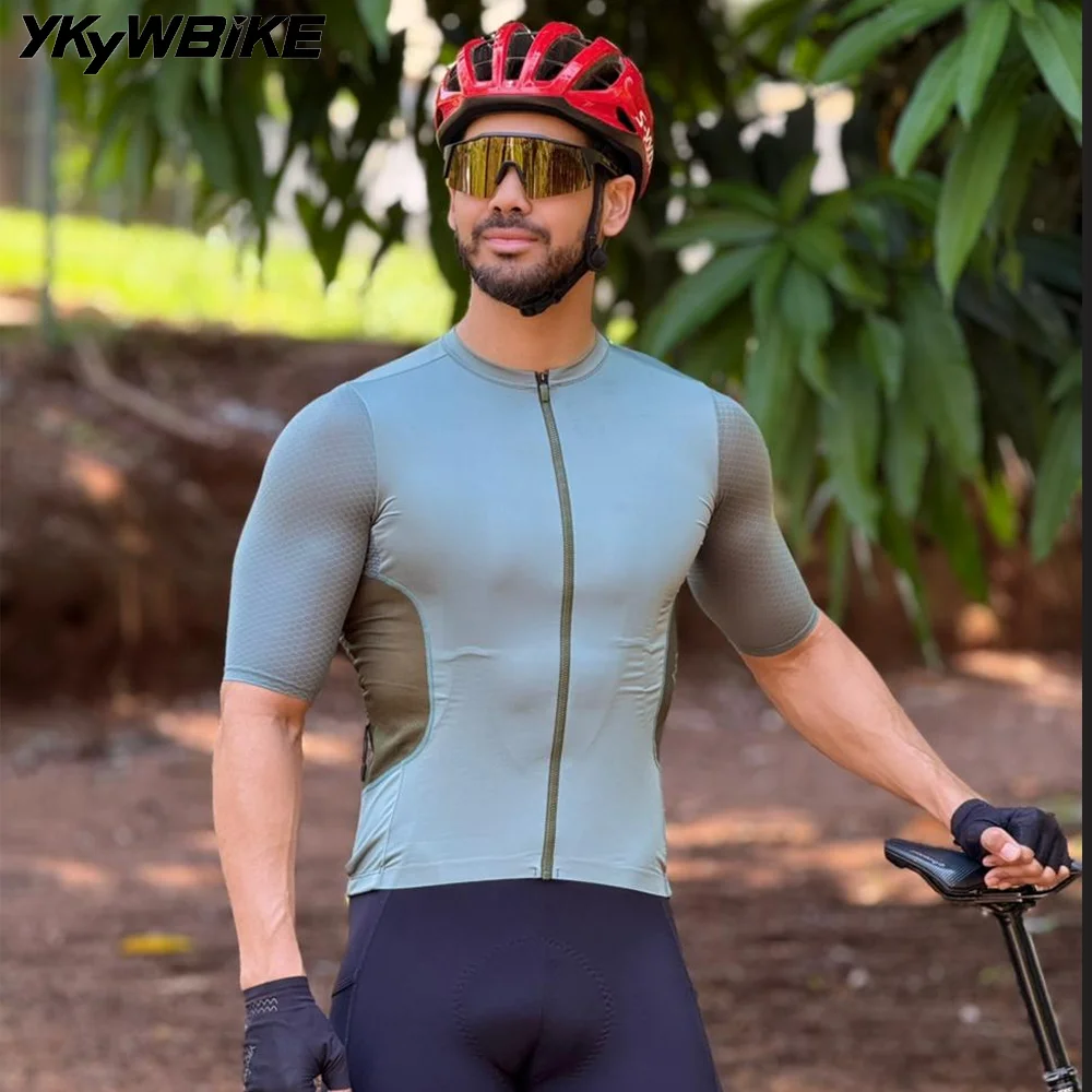 YKYWBIKE 2025 NEW Summer Cycling Jersey Short Sleeve Men MTB Tops Velocity X-Cool Race Pro Bicycle Shirt Honeycomb Bike Clothing
