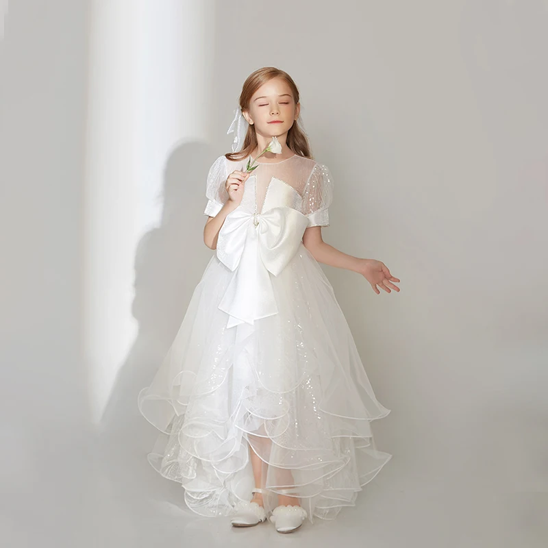 Girls Irregular Long Dress White Dress Girls Communion Dress Princess Dress Girls Dress Prom Bridesmaid Dress/Customizable