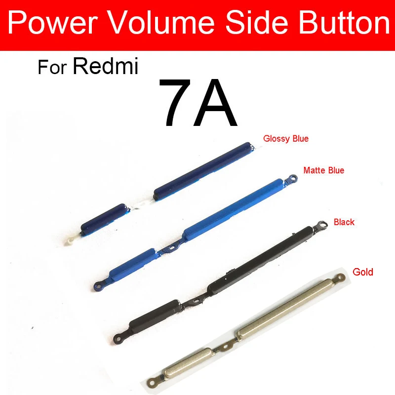 Bouton latéral de commande de Volume et marche/arrêt pour Xiaomi Redmi 7 8 7A 8A, pièces de rechange